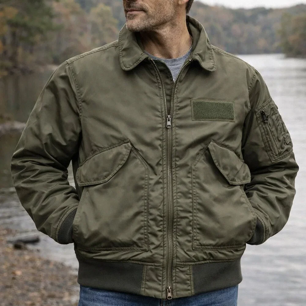 Alpha Industries CWU-45/P Flight Jacket L Olive Green Military Bomber Aviator - Picture 2 of 11